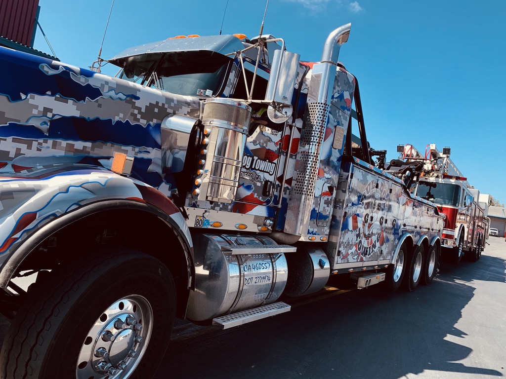 Bulldog Towing heavy duty tow truck on scene